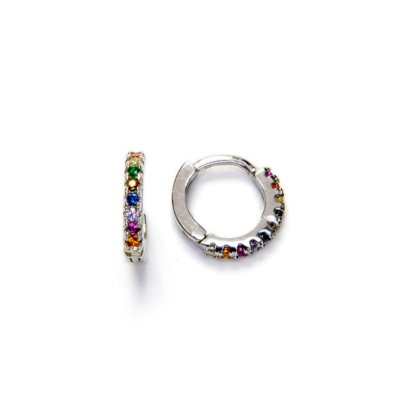 Rhodium plated sterling silver earrings with coloured zirconia stones _ 1