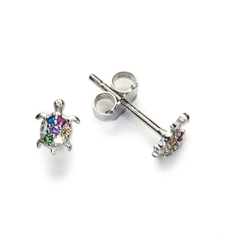 Turtle - Sterling silver rhodium plated and zirconia earrings _ 1