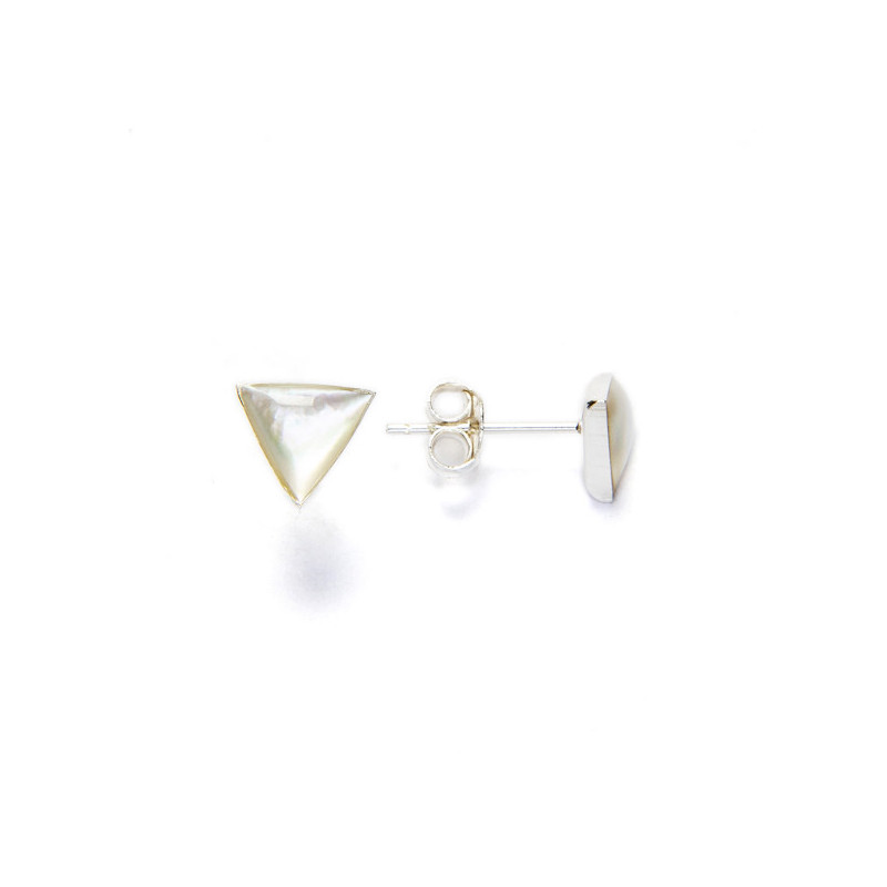 Triangle - Silver and mother-of-pearl earrings _ 1