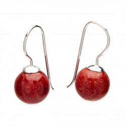 Round Coral - Silver Earrings _ 1