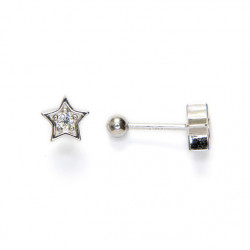 Star - Sterling silver rhodium plated and zirconia earrings