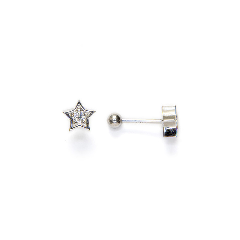 Étoile - Boucles d'oreilles en argent rhodié et zirconium _ 1