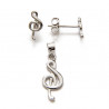 Treble Clef  - Sterling Silver Necklace and Earrings Set _ 1