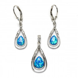 Opale - Ensemble collier et boucles d'oreilles en argent sterling