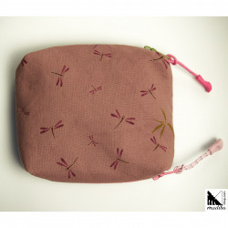 2 in 1 double wallets  DRAGONFLIES AND BAMBU LEAVES - PINK
