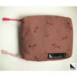 2 in 1 double wallets  DRAGONFLIES AND BAMBU LEAVES - PINK _ 2