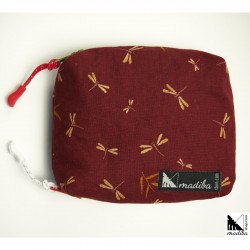 2 in 1 double wallets  DRAGONFLIES AND BAMBU LEAVES - RED