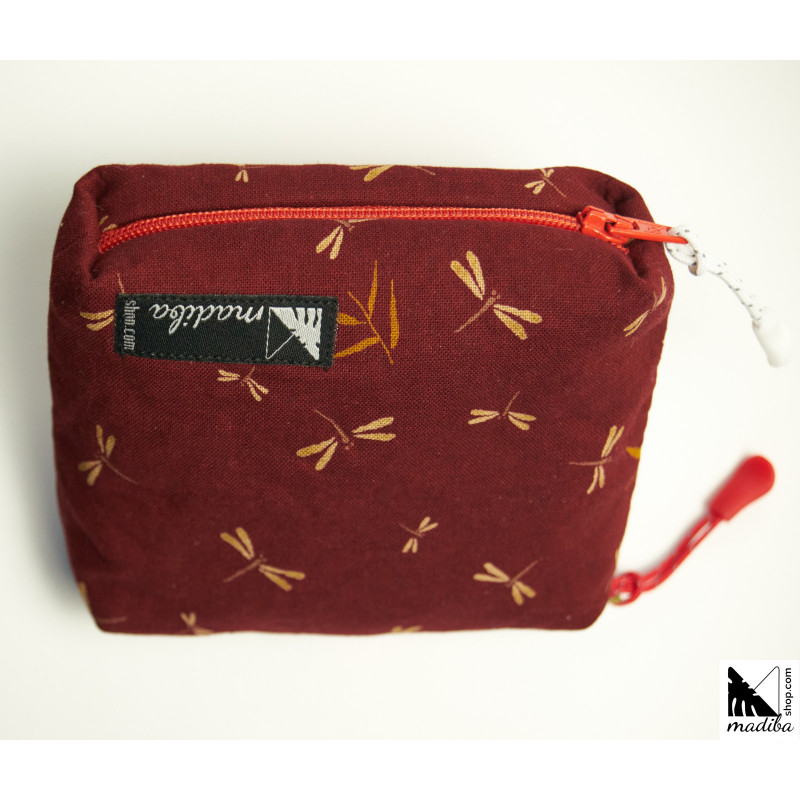 2 in 1 double wallets  DRAGONFLIES AND BAMBU LEAVES - RED _ 4