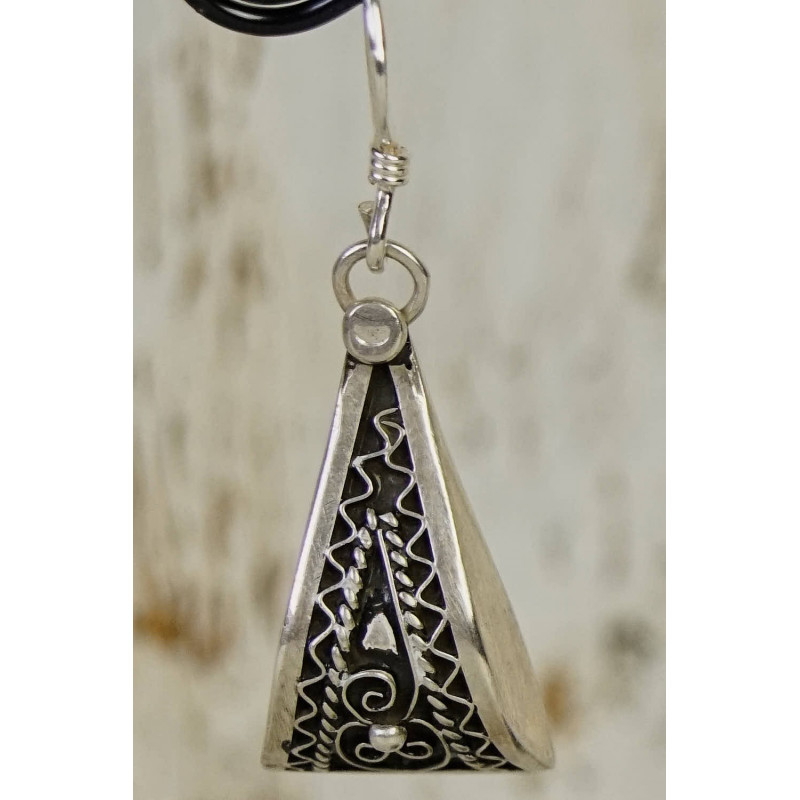 Silver Berber earrings - ethnic triangle _ 3