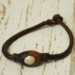 Braided leather and shell bracelets _ 2