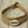 Braided leather and shell bracelets