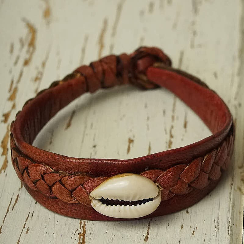 Braided leather and shell bracelets _ 4